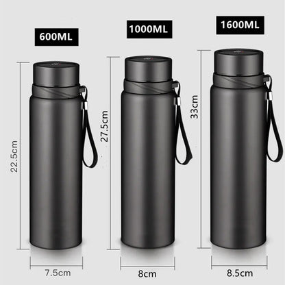 New Double Stainless Steel Vacuum Flask With Filter Large Capacity Portable Sport Thermos Mug Coffee Tea Tumbler 600ml/1000ml/1600ml
