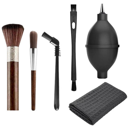 Set of 6 brushes with air blower for cleaning espresso machines