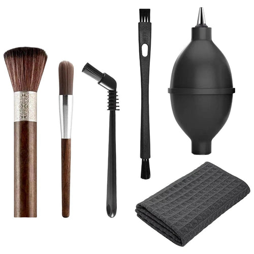 Set of 6 brushes with air blower for cleaning espresso machines