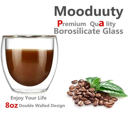 6pcs Double Wall Glass Cup 80ml Cute Mugs Coffee Cups Drinking