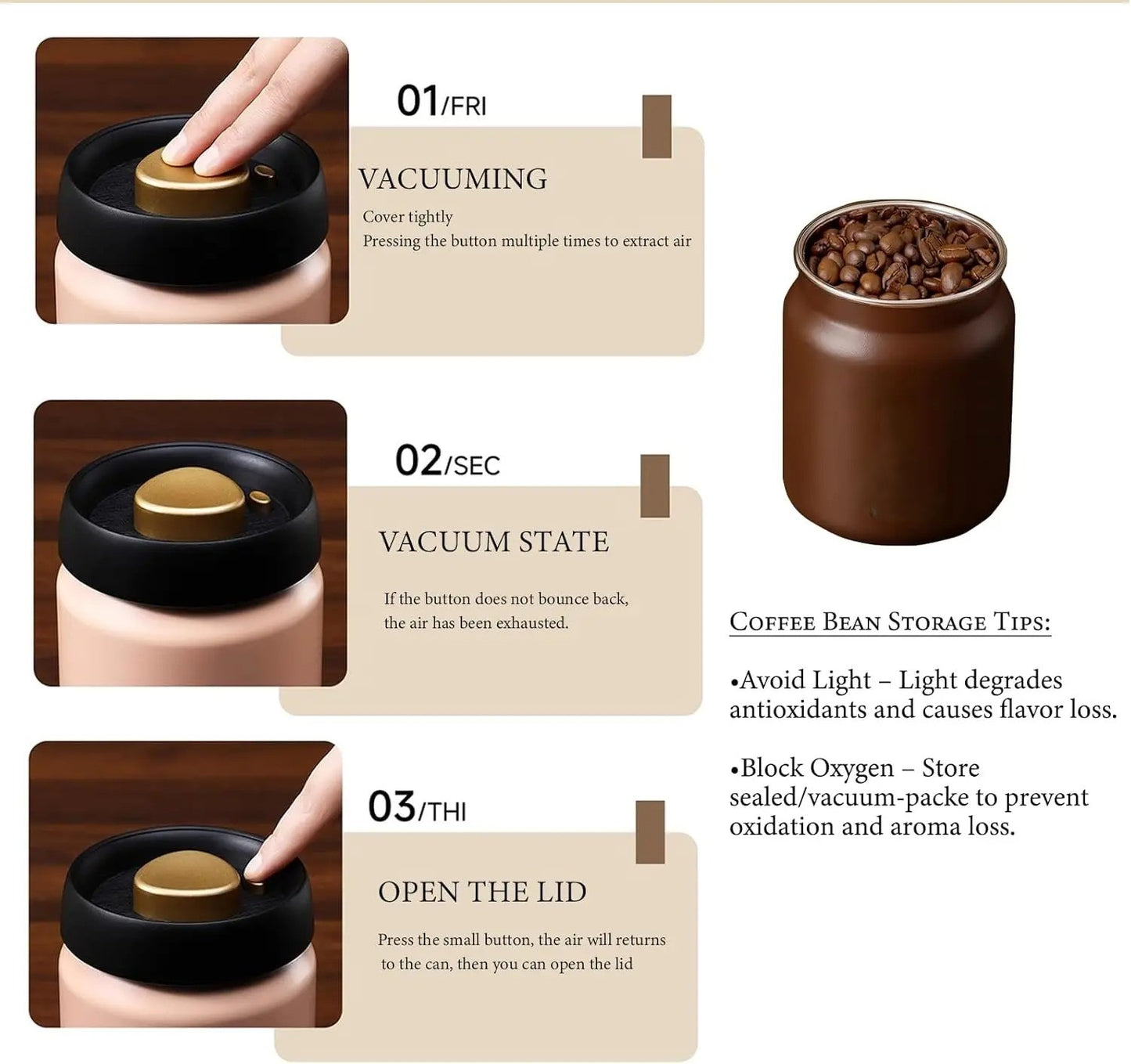 Vacuum Coffee Storage Container 500ml/900ml/1200ml