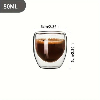 6pcs Double Wall Glass Cup 80ml Cute Mugs Coffee Cups Drinking