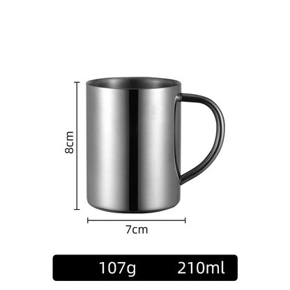 Double Wall Coffee Cup with Lid 304 Stainless Steel Double Bottom Mug Beer Mug Tea Cups Drinking Glasses Thermal Mug Water Mug