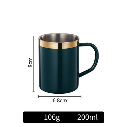 Double Wall Coffee Cup with Lid 304 Stainless Steel Double Bottom Mug Beer Mug Tea Cups Drinking Glasses Thermal Mug Water Mug